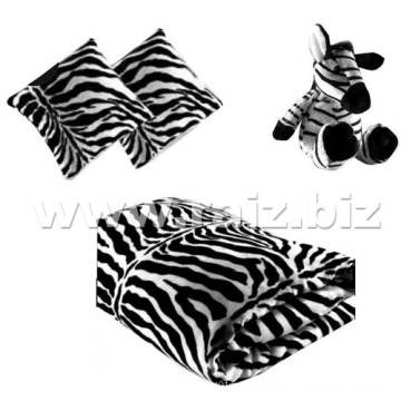 Baby Blanket with Zebra Toy and Cushion